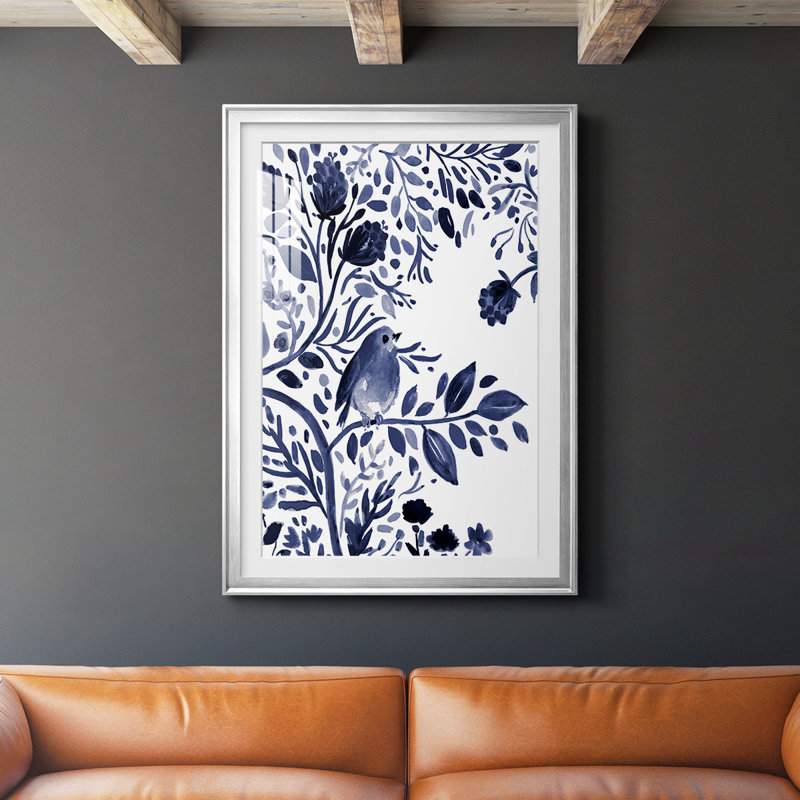 Indigo Song I, reproduction encadrée de qualité supérieure, prête à être accrochée, H 42,5 po x l 30,5 po x P 1 po