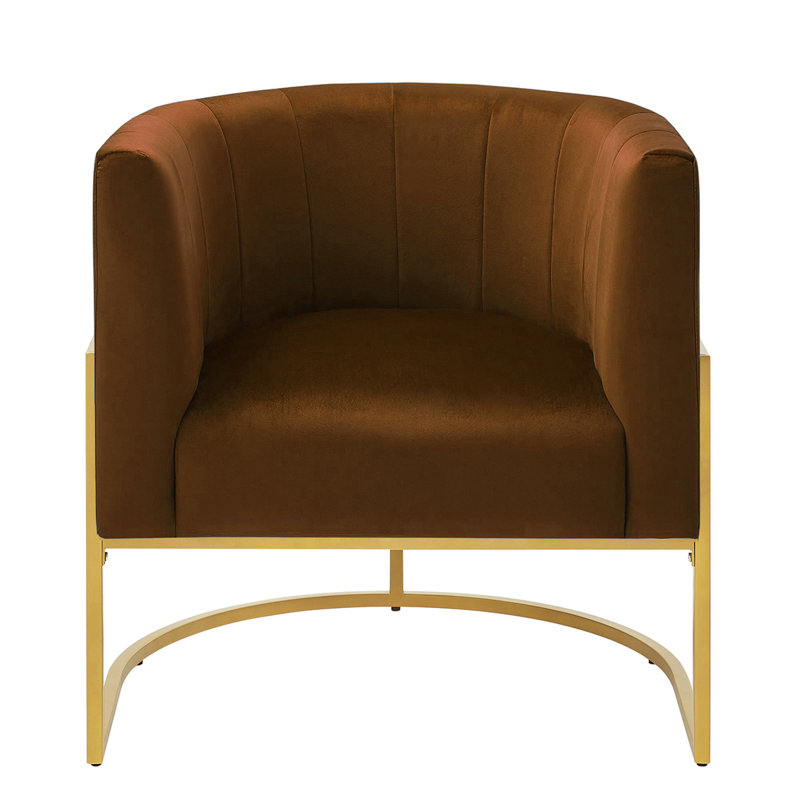 Lanre Upholstered Accent Chair, Brown Velvet/Gold