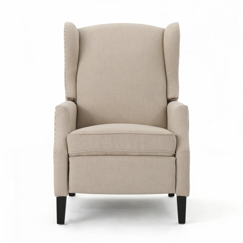 Boruta 26.5" W Manual Push Back Wing Chair Recliner, Wheat Polyester Blend