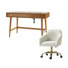 Adan Modern 2-Piece Desk Office Chair Set with Velvet Task Chair and Solid Wood Cable Management Computer Desk