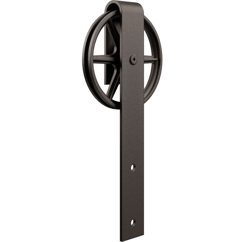Ensemble de quincaillerie de porte de grange simple standard Premium Wagon Wheel Roller Hanger, Bronze texturé