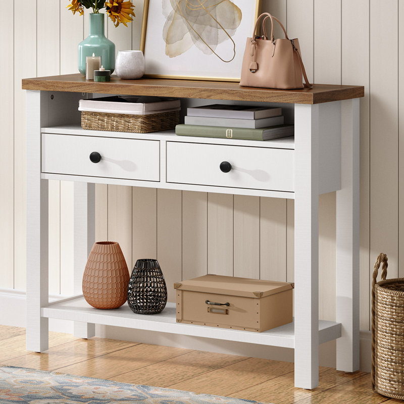 Console de hall d'entrée 31,5 po Sayveon, Blanc, H 31,5 po x l 31,5 po x P 11,8 po, 2