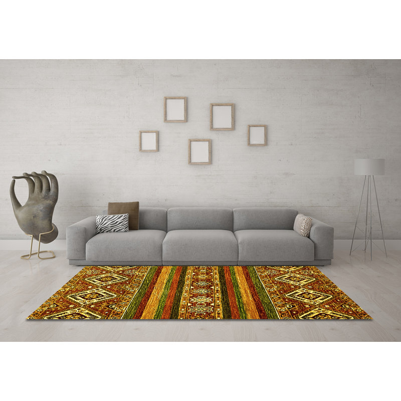 Washable Abstract Indoor Rug, Round 6'