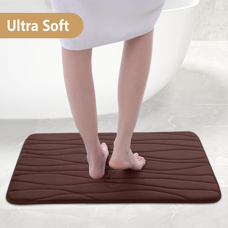 Lougene Memory Foam Non-Slip Bath Rug, Brown