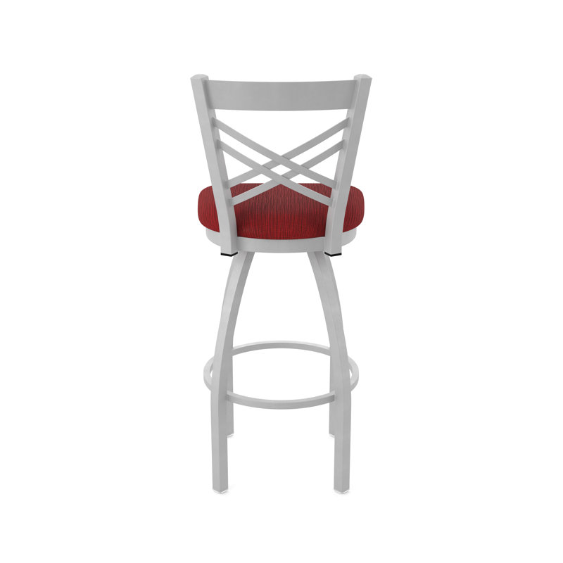 Catalina 36" Swivel Bar Stool, Anodized Nickel, Fabric-Graph Ruby