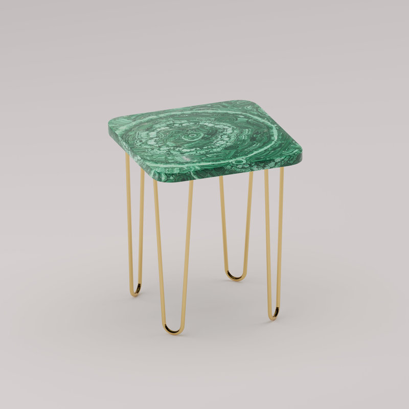 Légère Side Table, Malachite, Gold