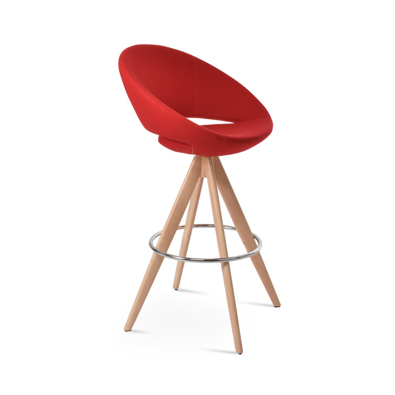Tabouret pivotant Crescent Pyramid, Naturel, Rouge d’époque, 24 po de hauteur de comptoir