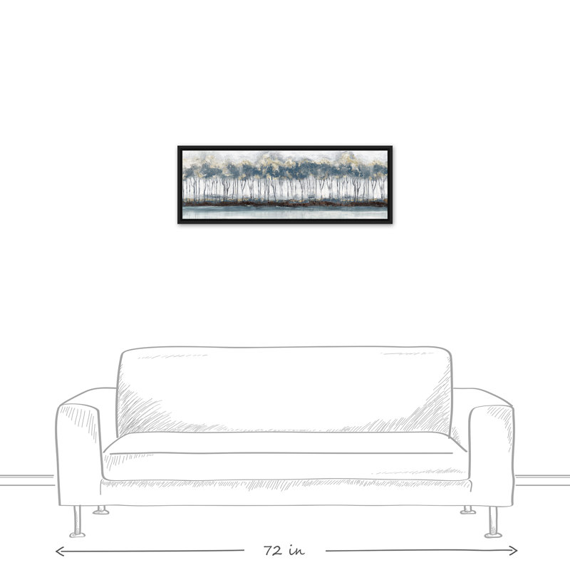 Paysage de bouleau sur toile, H 13,75 po x l 37,75 po x P 1,75 po, Cadre flottant