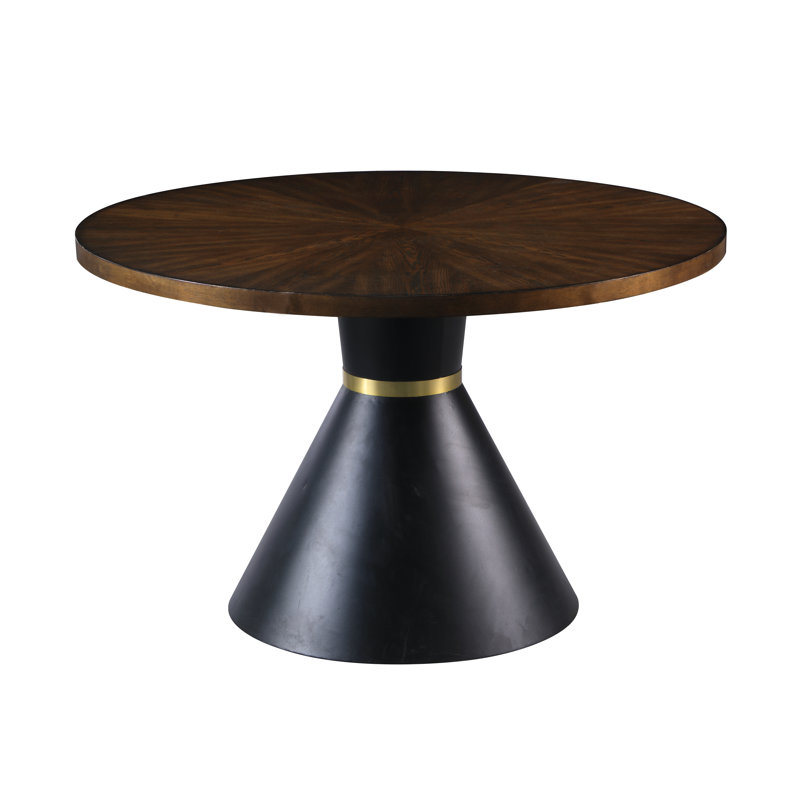 Joelan Pine Round Metal Base Dining Table