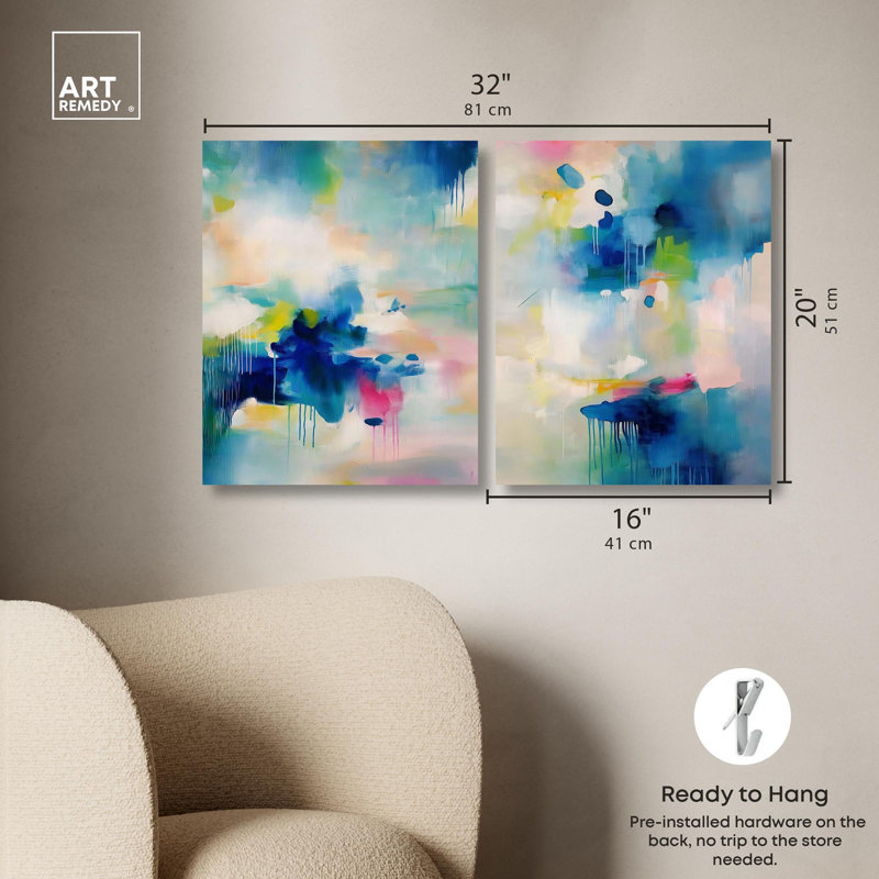 «Prismatic Weeps Color Duo», reproduction d'art sur toile par Art Remedy, H 20 po x l 16 po, Toile tendue avec châssis