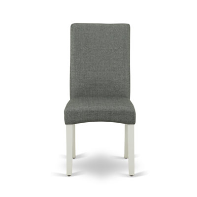 Chaises de salle à manger Driscol Parson - Chaises rembourrées en tissu de lin gris, ensemble de 2, lin blanc