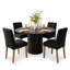 Ensemble de table de salle à manger pour 4 personnes avec table ronde et 4 chaises rembourrées en lin-766956708