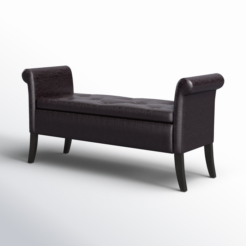 Banc de rangement en similicuir Ahanu, Brun foncé