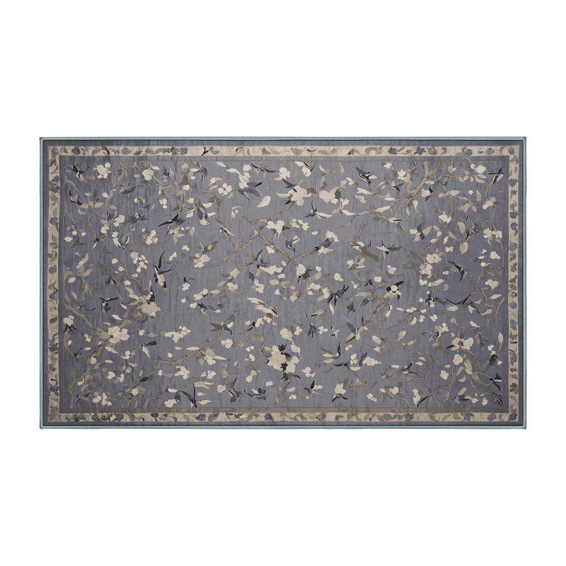 Tapis bleu lavable à la machine, Rectangle 7 pi x 9 pi
