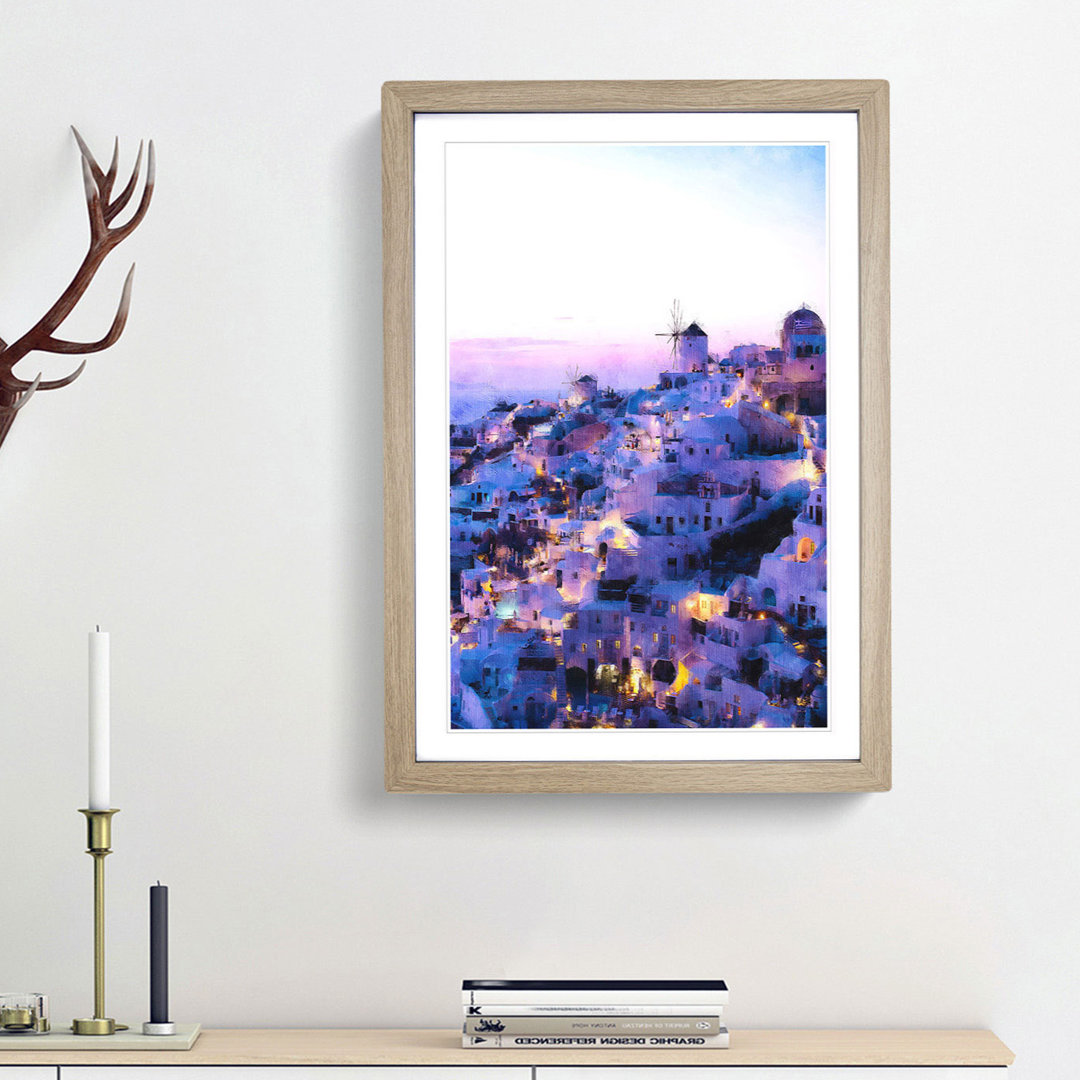 The Oia Santorini Skyline in Greece - Picture Frame Painting Print