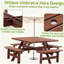 Table de pique-nique carrée pour 8 personnes avec trou pour parasol