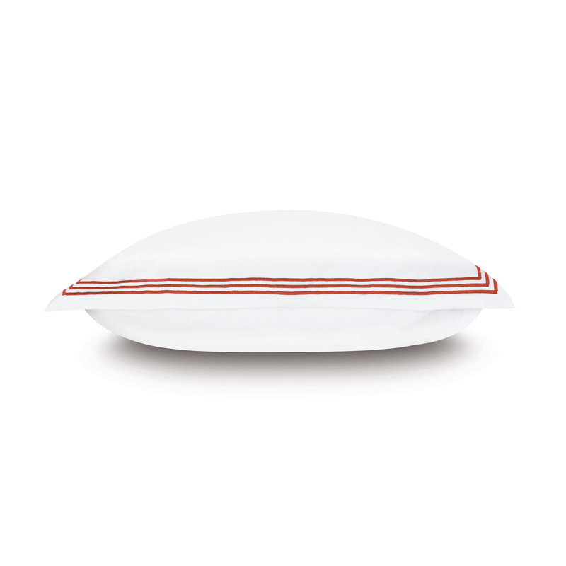 Tessa Cotton Sham Set, White/Scarlet, Standard, Multi-stripe