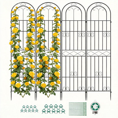 Treillis de jardin en métal pour plantes grimpantes, grand support décoratif pour plante en fer avec finition thermolaquée, treillis vertical connectable pour roses, vignes et légumes