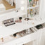Dressing Table With LED Mirror & Storage Stool, White Vanity Desk With 3-Color & Dimmable Lights