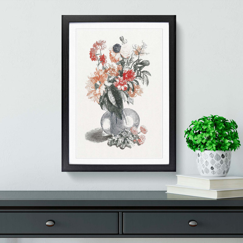 Pretty Flowers by Johan Teyler - Picture Frame Painting Print, 36cm H x 27cm W x 2cm D, Black Framed