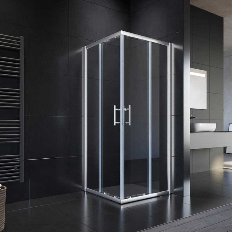 Neha Double Added Framed Shower Door with Clear Glass, 195cm H x 90cm W x 80cm D
