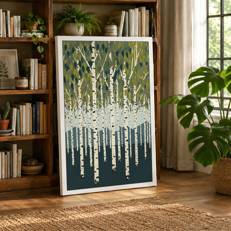 Birch Forest Minimalist - Wrapped Canvas, 30x20 - 76.2 x 50.8 cm, White Border