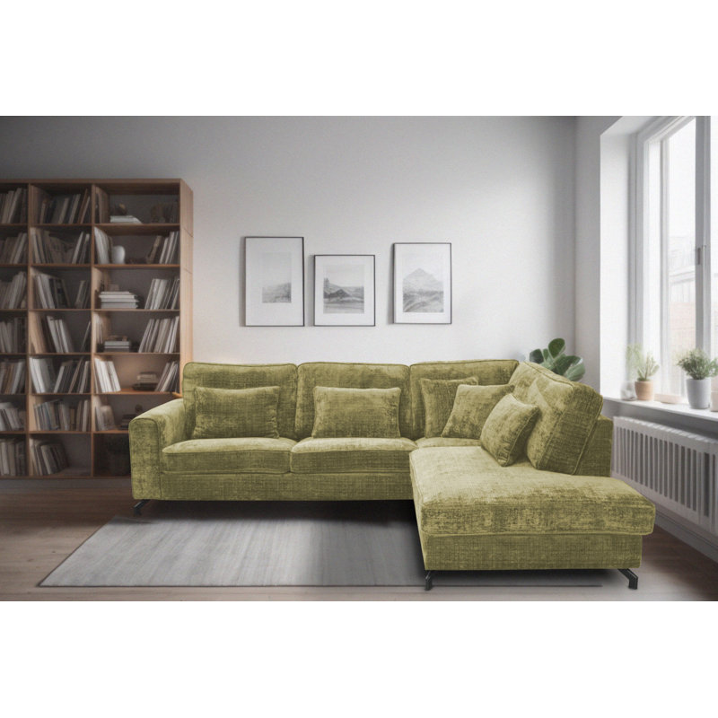 5 Seater Sofa & Chaise, Green