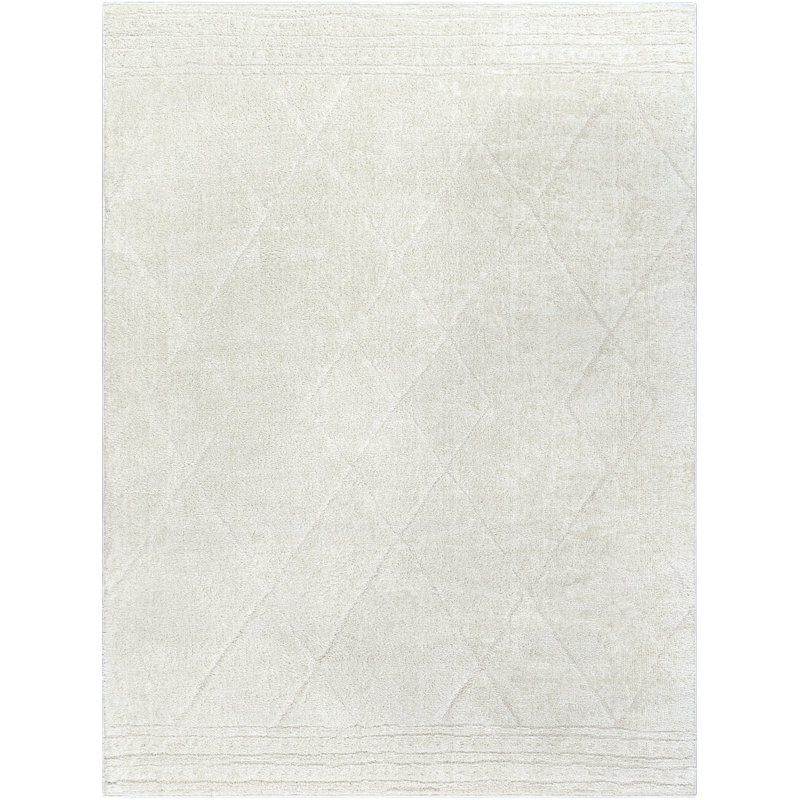 Tapis géométrique en polyester tissé à la machine Aaliyaa, Tapis de couloir 2 pi 8 po x 7 pi 3 po