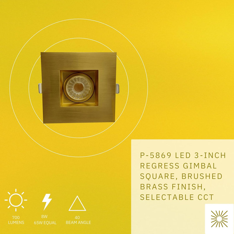 Luminaire à cardan carré en laiton brossé 3 W 700 lumens 8cc Perlglow