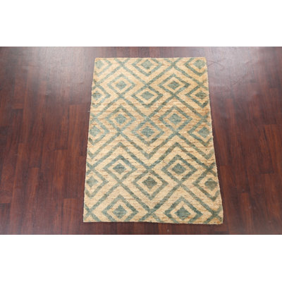 Tapis oriental géométrique marocain noué à la main 4 x 6