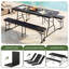 Ensemble de table de pique-nique d'extérieur pliable en résine 6 pi avec bancs, noir-1270193780-1270193783