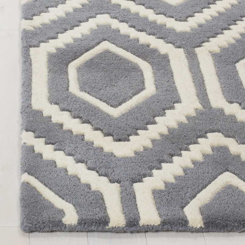 Deedie Hand Tufted Wool Geometric Rug, Rectangle 2'3" x 5'