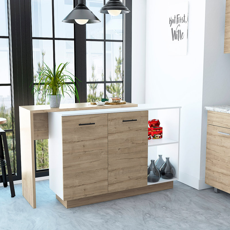 Chesterfield 2-Shelf 1-Drawer Kitchen Island, White