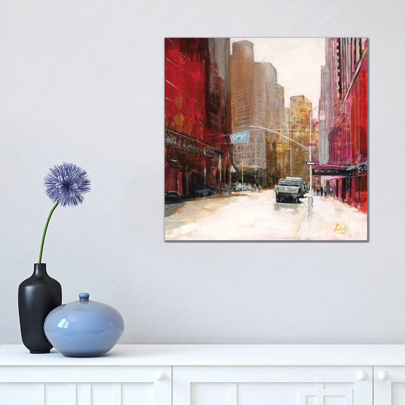 Red Fusion V by Luc. - Wrapped Canvas Painting, 45.72 cm H x 45.72 cm W x 1.91 cm D