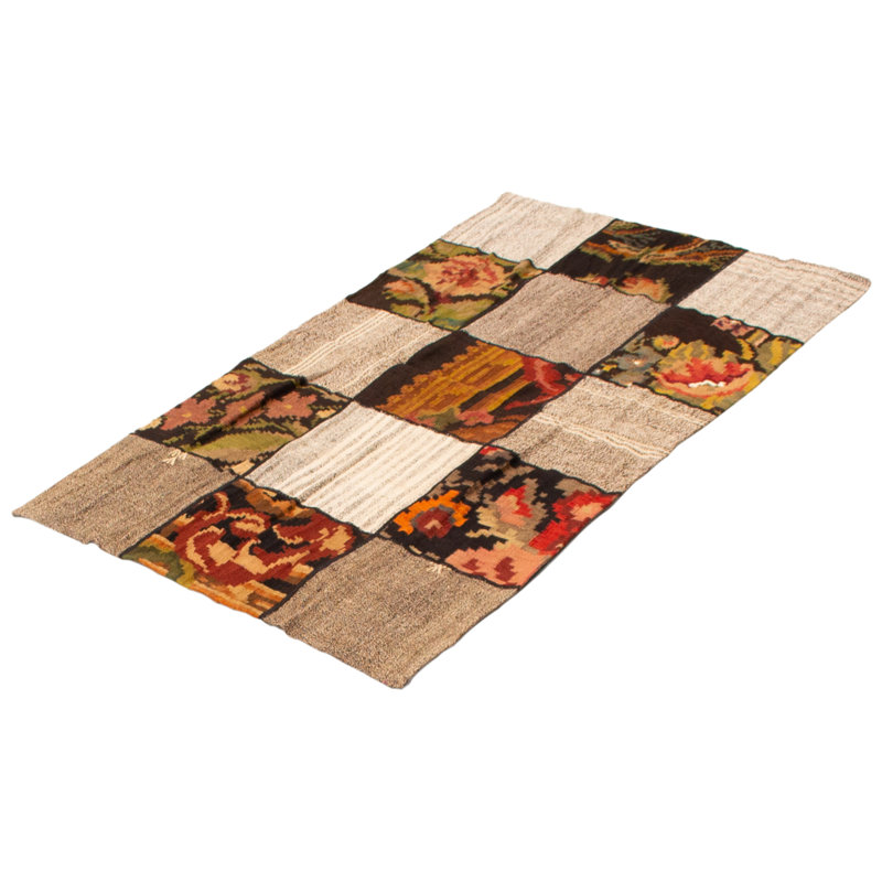 Tapis crème en laine tissé à plat à la main et à plat Alixzander