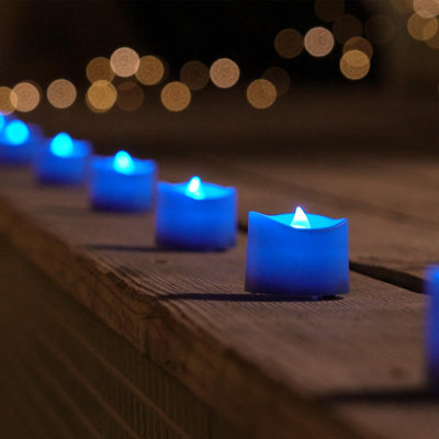 Blue Tea Lights Candles Battery Operated, 24-pack Flameless Votive Candles, 200+hours Flickering Led Colored Tealights Candles For Holiday Decor, Them -  Wrought Studioâ¢, AE8A8A01DF6F479587028680A75562F9