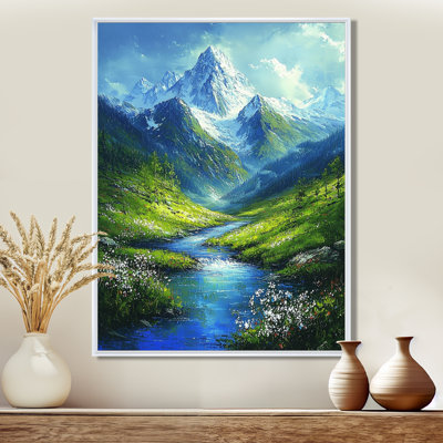 Gowtham Mountain River Reflections In Rocky Mountains III - montagnes, art mural encadré