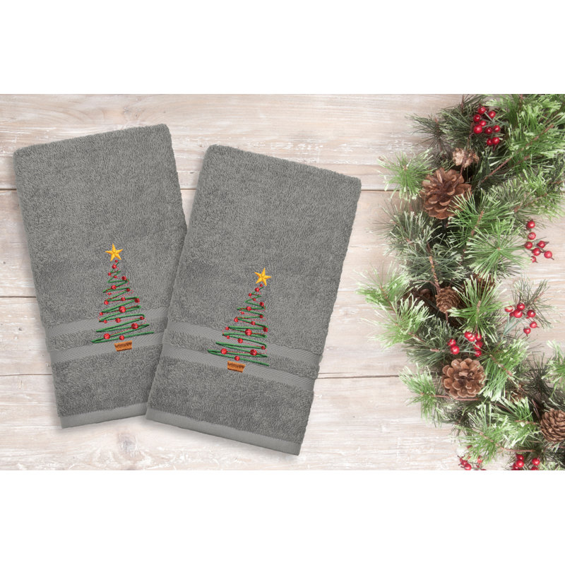 Holiday Turkish Cotton Hand Towel, Dark grey