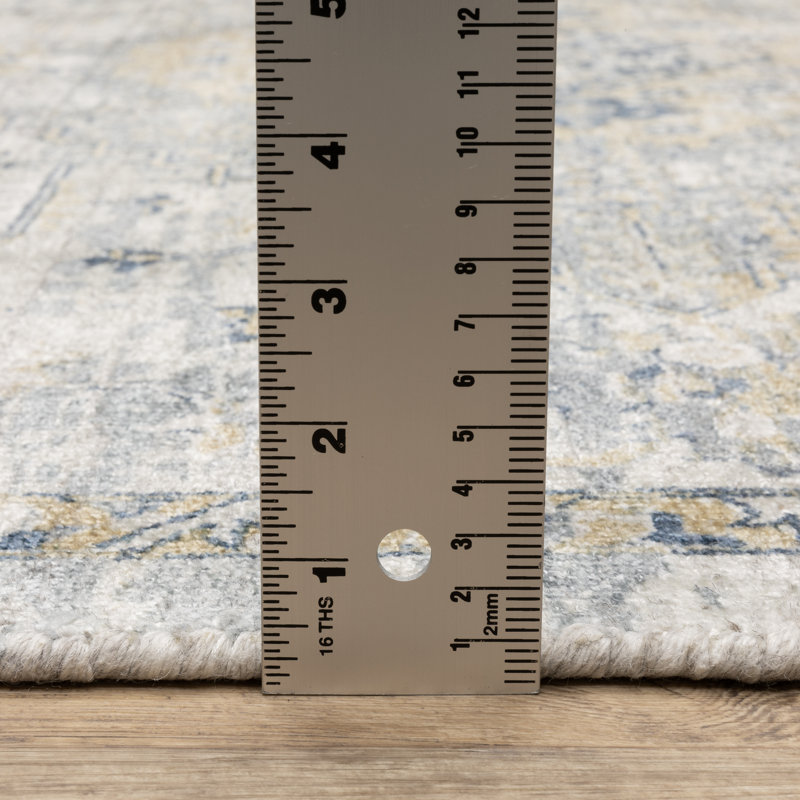 Tapis oriental gris / or en laine fabriqué à la main Alexandrie, Rectangle 9 pi x 12 pi