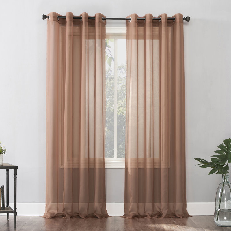 Wayfair Basics® Sheer Grommet Curtain Panel, Eggshell, 59" W x 120" L