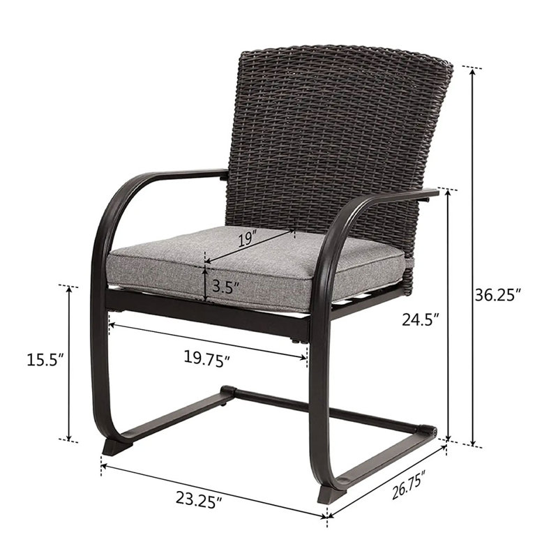 Ensemble de chaises de salle à manger en osier gris, gris