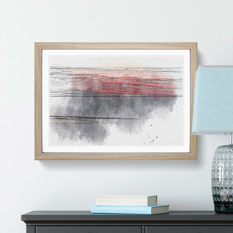 Sunset over Alaska in Abstract - Picture Frame Graphic Art Print, Oak Framed, 27cm H x 36cm W x 2cm D
