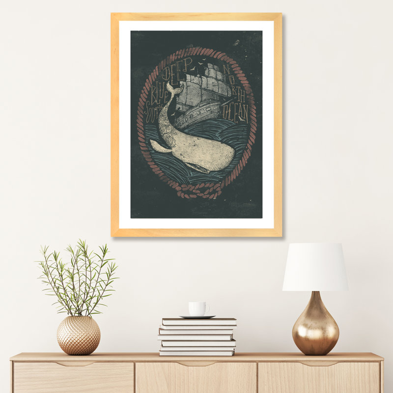 «Deep» par Mike Koubou - impression d'art graphique, Papier encadré de bois naturel, H 32 po x l 24 po x P 1 po
