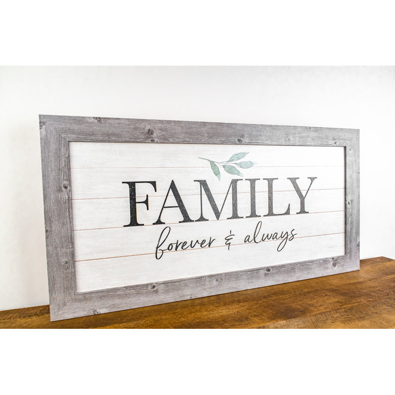 «Family Forever and Always», reproduction d'art encadrée sur papier, H 20 po x l 40 po x p 1 po, Cadre en papier gris