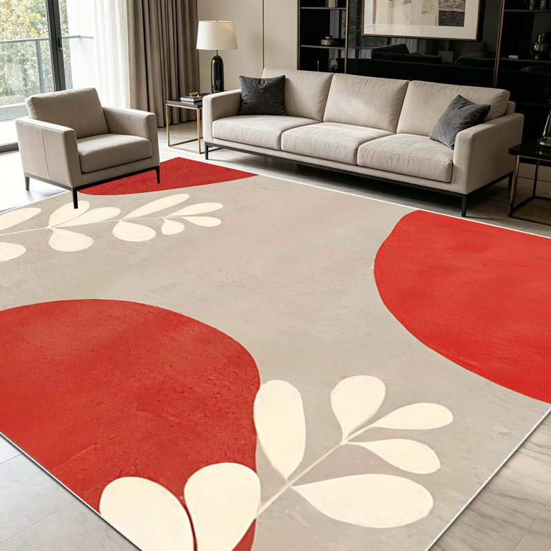 1PC Abstract Terracotta Neutral Botanical Boho area rugs for Living Room, Soft and Comfortable, Suitable for all seasons, easy-to-maintain, machine washable Indoor floor mat, Under Table Farmhouse suitable for dining room, bedroom, home office,