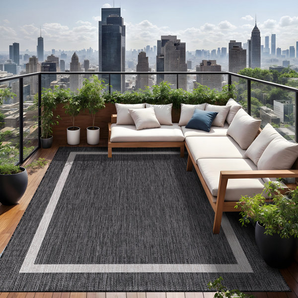 Wade Logan® Waikiki Dark Gray Indoor/Outdoor Rug & Reviews | Wayfair