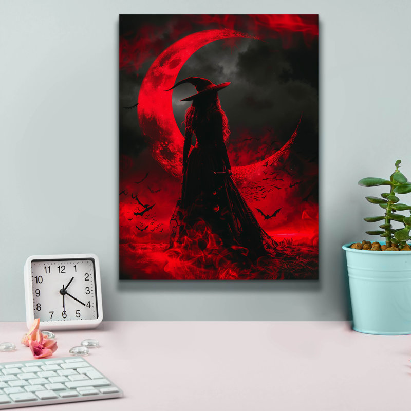 «Crimson Moon Enchantress», art mural sur toile, H 16 po x l 12 po x P 0,75 po