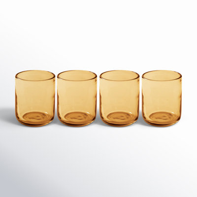 Bloomhouse Sayulita Spring 8 Piece Hand Made 16 OZ Glass Double Old Fashioned Set w/ Coasters