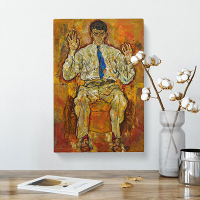Portrait Of A Seated Man by Egon Schiele - Wrapped Canvas