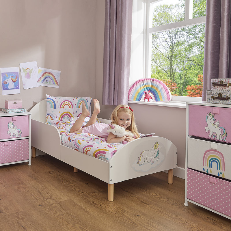 Kids White Toddler Bed – Unicorn